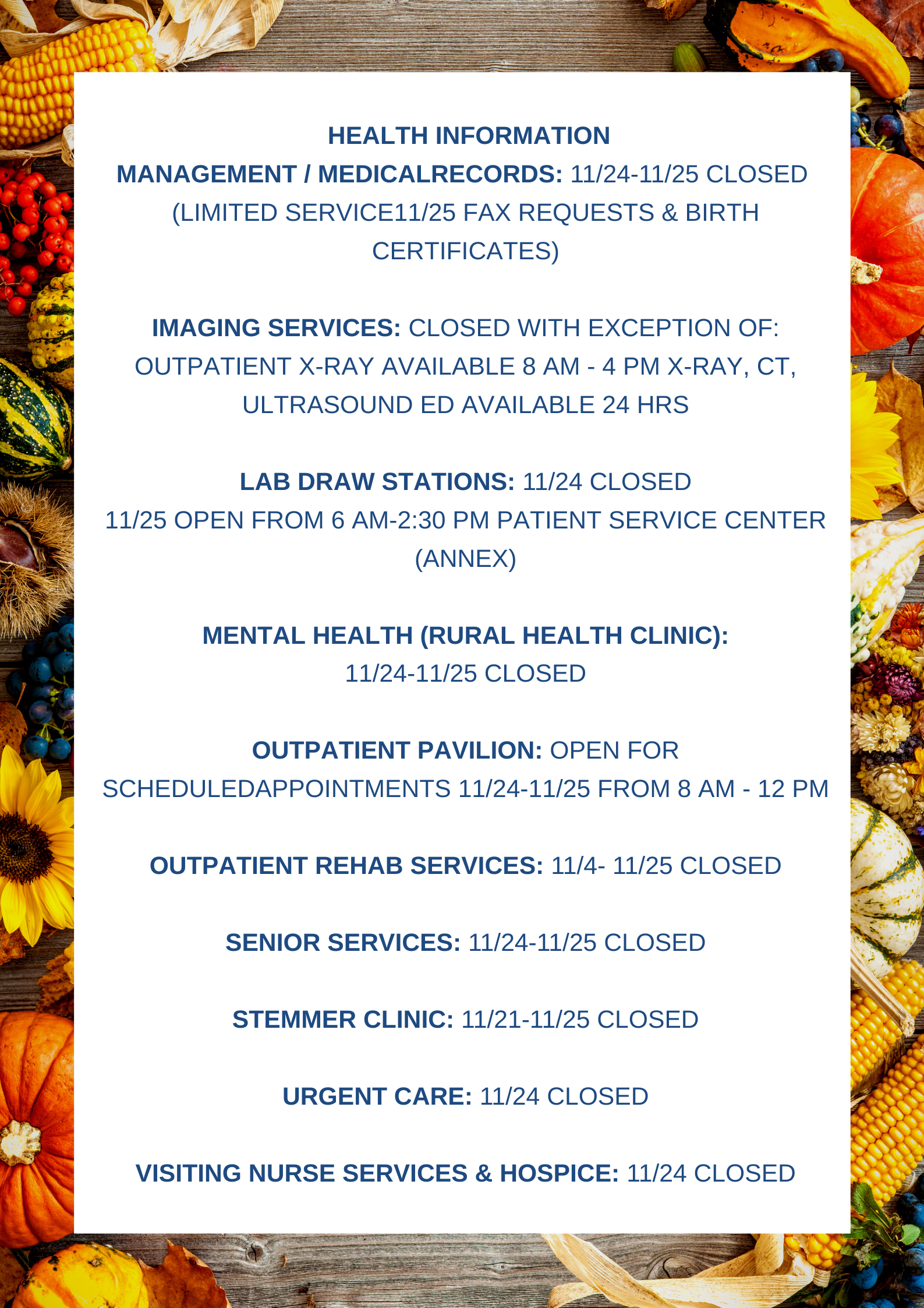 Thanksgiving Closures 2022