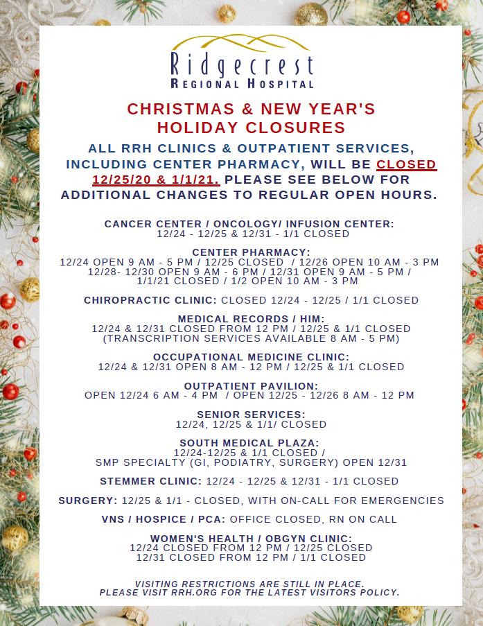 Holiday Closure Times