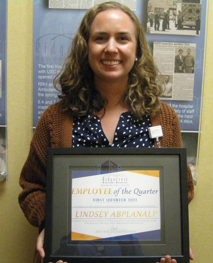 Lindsey Abplanalp - Employee of the month first quarter