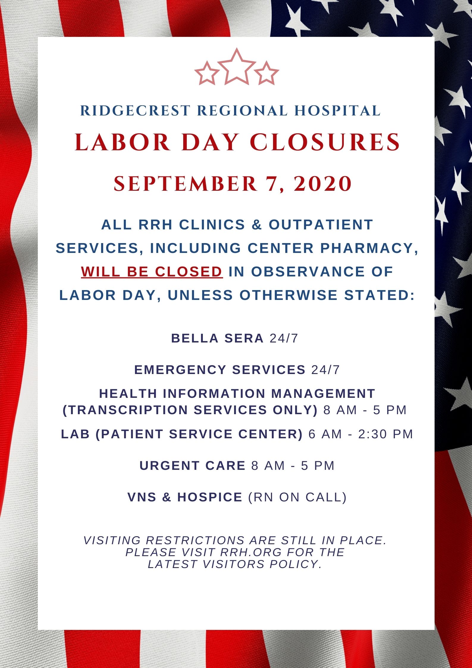 Labor Day Closure