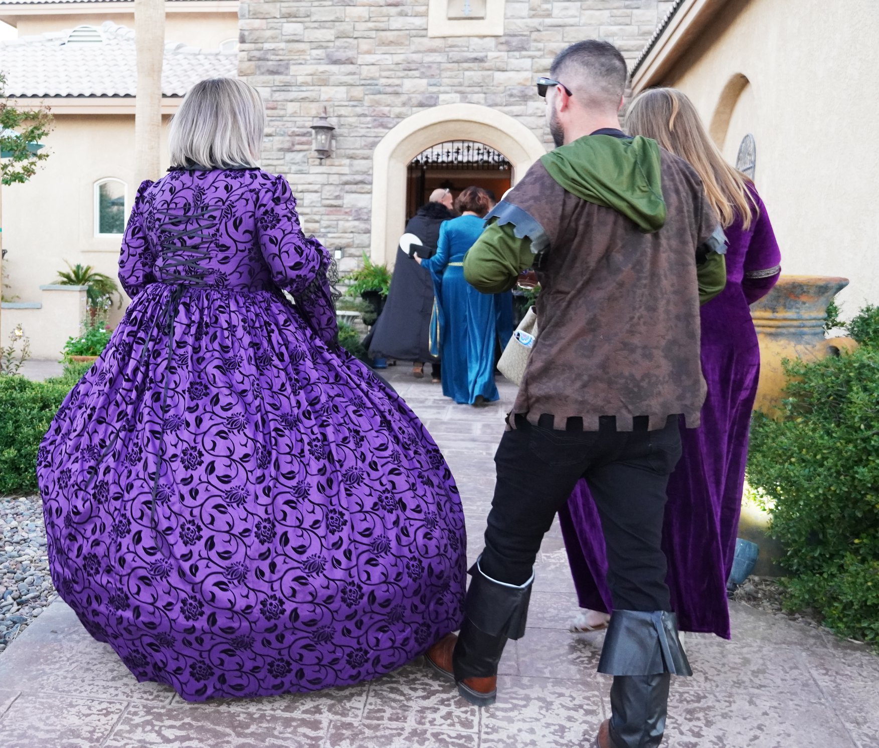 Woman in purple dress